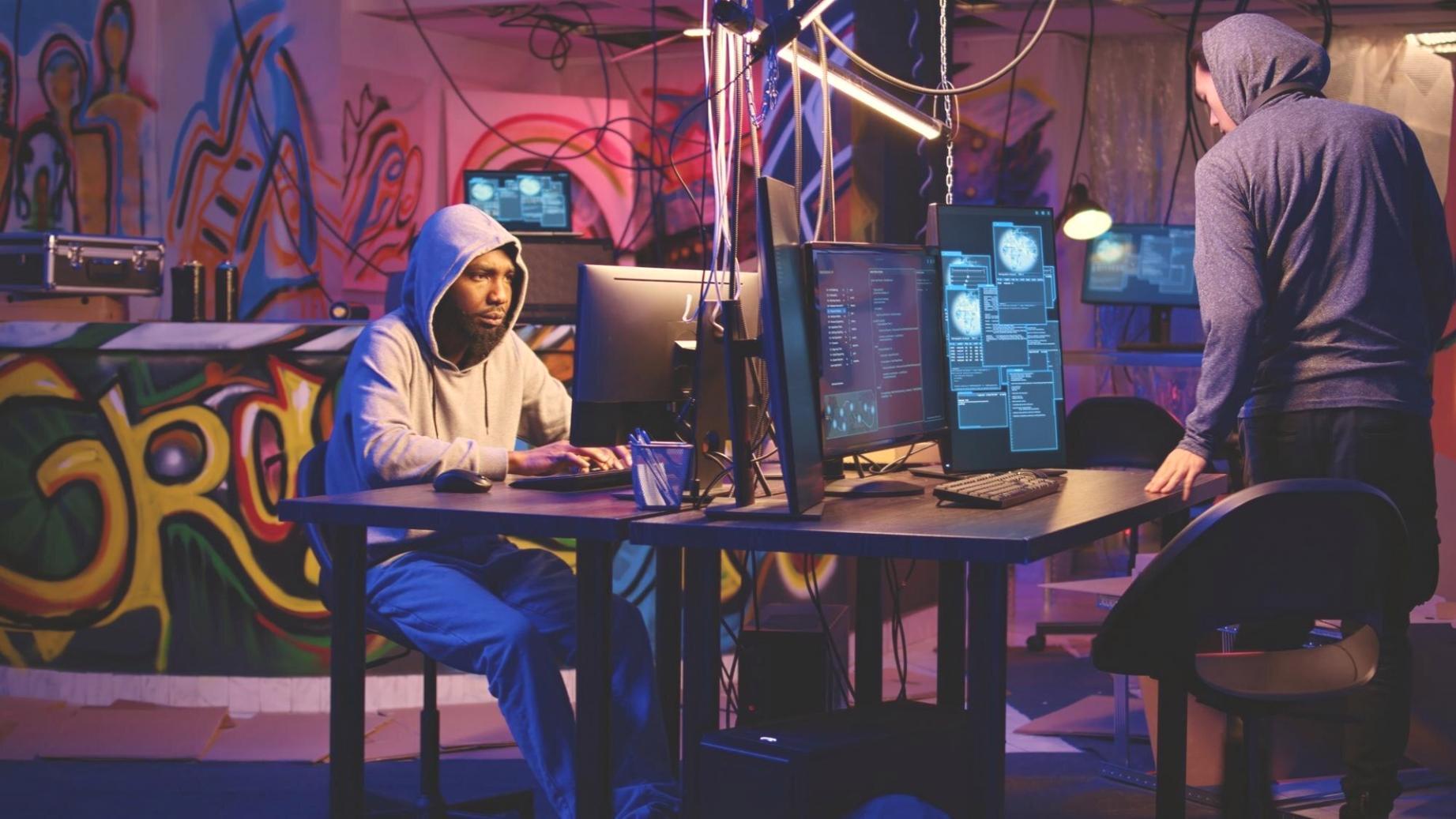 Students working on coding projects in modern learning environment